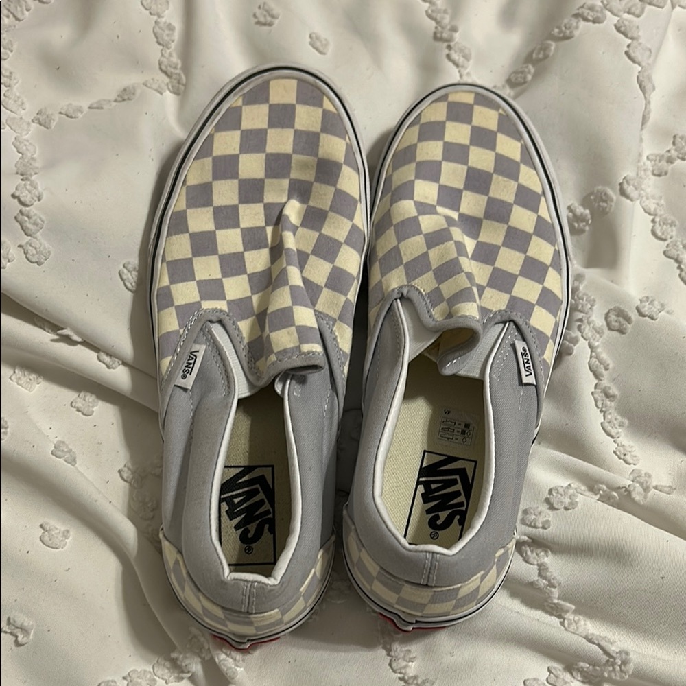 Vans Checkered Slip-On Sneakers - light purple and Cream